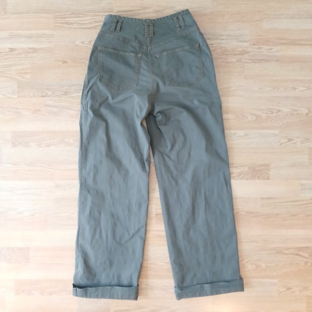 Massimo Dutti High Rise Wide Leg Stretch Trouser Pants Green Size Medium - Picture 5 of 8